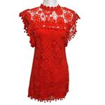 Tularosa Womens Clayton Tunic Pom Pom Mini Dress Red Lace Revolve Size XS Photo 2