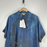 Buykud XL Blue Floral Print Chinese Retro Dress 100% Viscose Mandarin Collar Photo 5