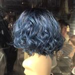 Blue curly Short bob Lacefront wig Ombre Photo 2