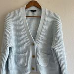 J.Crew  Women's Blue Cotton Cropped Patch-Pocket Beach Cardigan Sweater  Size M Photo 3