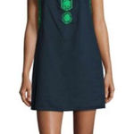 Tory Burch  Amira Blue Green Embroidered Size Large Cotton Tunic Top Swim Cover Photo 0