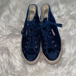 Superga Anthropologie  Blue Velvet High Top Sneakers Photo 1