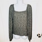 Michael Stars Black Marled Balloon Sleeve Heathered Polly Knit Square Neck Top M Photo 3