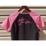 Harley‎ Davidson Women's Black Pink Stitching V Neck Short Sleeve Shirt Large Photo 2