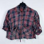 ZARA  plaid distressed button down shirt size medium Photo 0