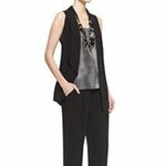 Eileen Fisher  Gray & Black Silk Sheer Tank Top (M) Photo 2