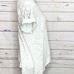 Almost Famous White Crochet Sleeve Flared Hem Knit Burnout Top Size Small Photo 4