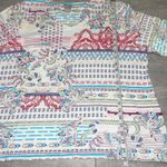 Chico's Sz 3 Scoop V-Neck 3/4 Sleeve Colorful Paisely Office Church Comfy Mature Photo 2