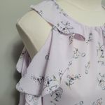 Belle Sky lavender floral ruffle cold shoulder blouse size small Photo 1
