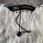 ZARA Boho Tunic Top Dress S Black Cream Ikat Print Crochet Embroidered V Neck Photo 5