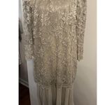 Vintage 1980s David Rose Beige Lace Tunic Top & Pleated Skirt Set Plus Size 18W Photo 0