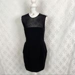 VAN CALOEN Black Sheer Illusion Peplum Sheath‎ Dress Made in Italy Size M Size M Photo 2
