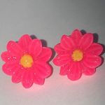 Bright Pink Flower Earrings Photo 0