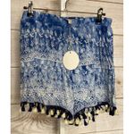 Hayden Brand New  Women's Large Blue White Boho Tassle Shorts Floral Photo 0