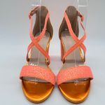 Allegra K Heeled Sandals Womens 6 Glitter Orange Strappy Criss Cross Ankle Strap Photo 1