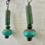 Artisan Boho Earrings Green Tube Beads & Turquoise Photo 1