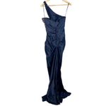 NWT Mandalay Navy Blue One Shoulder Beaded Sequin Evening Gown Dress Womens Sz 8 Photo 4