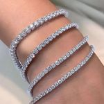 Boutique NEW White Gold‎ Plated S925 Simulated Diamond Slide Tennis Bracelet, Adjustable Photo 11