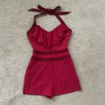 Bebe  Ruffle Halter Romper - Red/Pink - 0 Photo 1