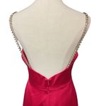 Ieena For Mac Duggal Rhinestone Strap Satin Lined Back Slit Mini Dress Sz 8 NWT Pink Photo 6