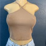 ZARA  Tan Ribbed Sleeveless Crop Top Photo 1