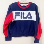 FILA  Logo Long Sleeve Crop Navy/Red/White Sweater Shirt Photo 0