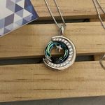 Moon & Star Blue Green Austrian Crystal Necklace Blue Photo 3