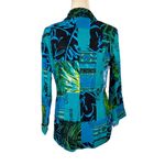 Chico's  Oriental Art-to-Wear Patchwork Silk Linen Blazer Jacket Turquoise SZ 4 Photo 8