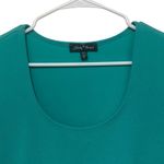 Slinky Brand  1X Green Shift Mini Dress Pockets Side Slits Textured Stretch Work Photo 2