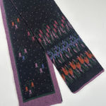 VTG Hansen Zwicker Knitting Mills Knit Scarf Black Colorful Tulips 62"x8" (b22) Photo 0