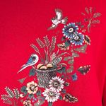 Vintage‎ Red Floral Bird Sweatshirt Cozy Fall Grandma Core Pullover XL Photo 4