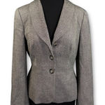 Loft EUC  Wool Herringbone Blazer Jacket Women's 6 Gray Office Career Photo 0