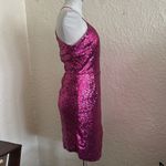Lulu’s Hilaria Fuschia Pink Sequin Halter Asymmetrical Hem Mini Dress NWT M Size M Photo 8