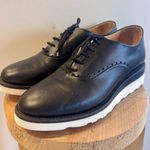 The Office Of Angela Scott Mr. Simone Black Leather Platform Oxford Shoes Size 7 Photo 0