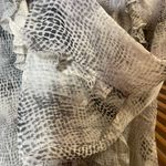 ZARA  Womens Gray Snake Print V Neck Ruffle Blouse 3/4 Sleeves Sheer Boho Fairy 🐍 Photo 2