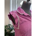 The Greii White Trim Terrycloth Cap Sleeves Popover Polo Top Small Retro Y2K Pink Photo 1