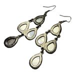 Red Crystal Three Tier Dangle Drop Earrings Teardrop Holiday Party Formal Photo 3