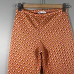 ZARA Women  HIGH‎ RISE FLARED JACQUARD PANTS ORANGE MULTI 70s Photo 2