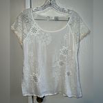 Miss Me  White Tee with Beading and Embroidery Details Size Medium Photo 0