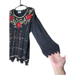 Vintage Shenanigans Women’s‎ Large Christmas Poinsettia Crochet Sweater Black Size undefined Photo 4