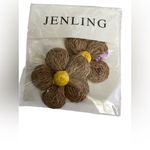 Raffia Wrapped Flower Drop Earrings Brown Photo 3