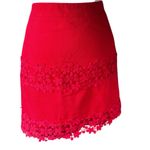 J.Crew 100% Cotton Red Lace Mini Skirt | Size 0 | Gently Used Photo 1