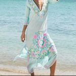 NEW Debbie Katz Taliah Maxi Tunic Dress cover up LARGE SEA Blue Photo 1