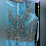 MAY QUEEN WOMEN’S BEADED BATEAU SWEETHEART LONG PROM DRESS AQUA MQ1293 Sz 8 NWT Blue Photo 7