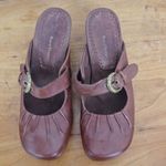 Bear Trap Brown Leather Mary Jane Wedge Mules Size 7M Photo 6