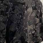 Gianni Bini NEW Black Velvet Floral Sequin Sweatshirt Top Party Holiday Size L Size L Photo 3