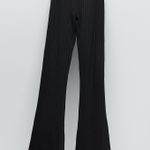 ZARA Dark Navy Blue High Waist Ribbed Pants Photo 5