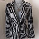 Caslon Grey blaack striped fitted blazer button front long sleeve goth grunge office siren core #corpcore Size S Photo 0