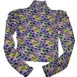 Tanya Taylor  Shirt Womens X Small‎ Blue Purple Green Adonica Mock Neck Cropped Photo 4