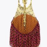 ZARA NWT Printed Chiffon Open Back Halter Top in Pink/Orange Size L Photo 4